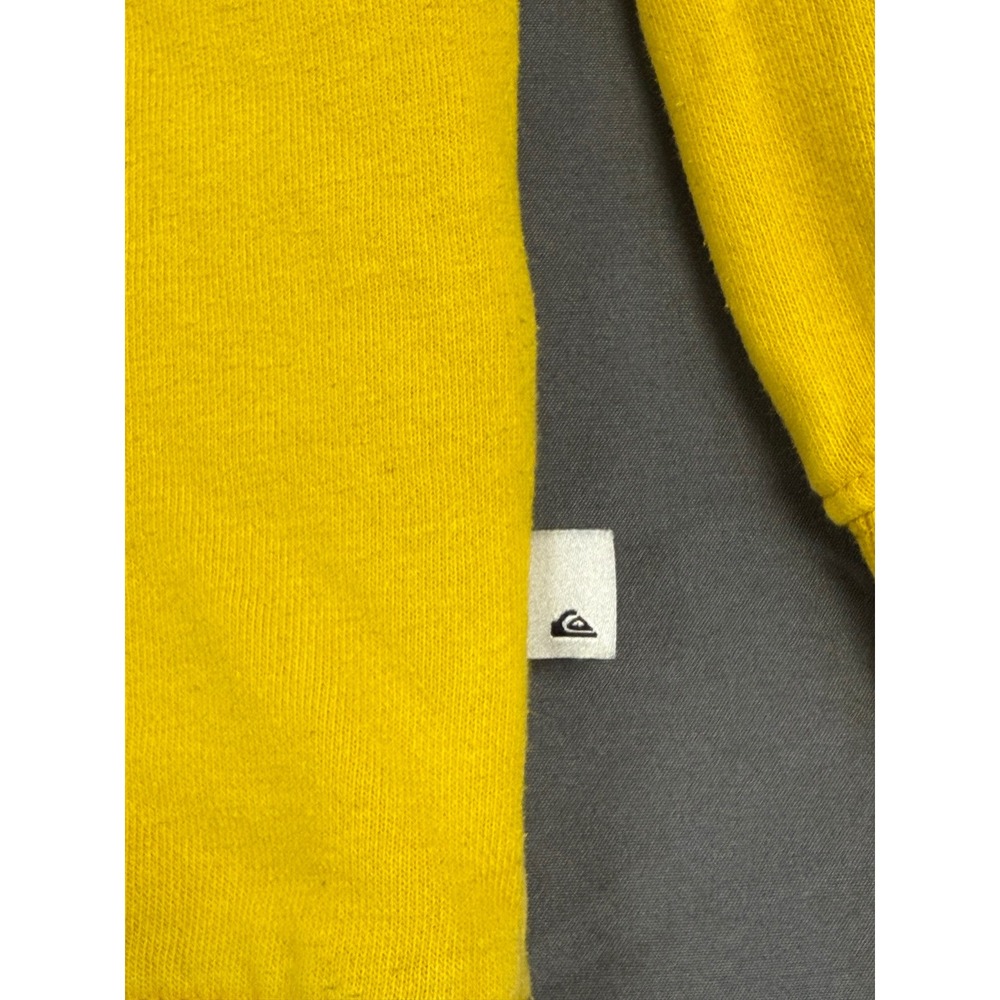 Quiksilver Mens Mustard Yellow Graphic Hoodie Checkerboard Sleeve Size Medium - Picture 6 of 12